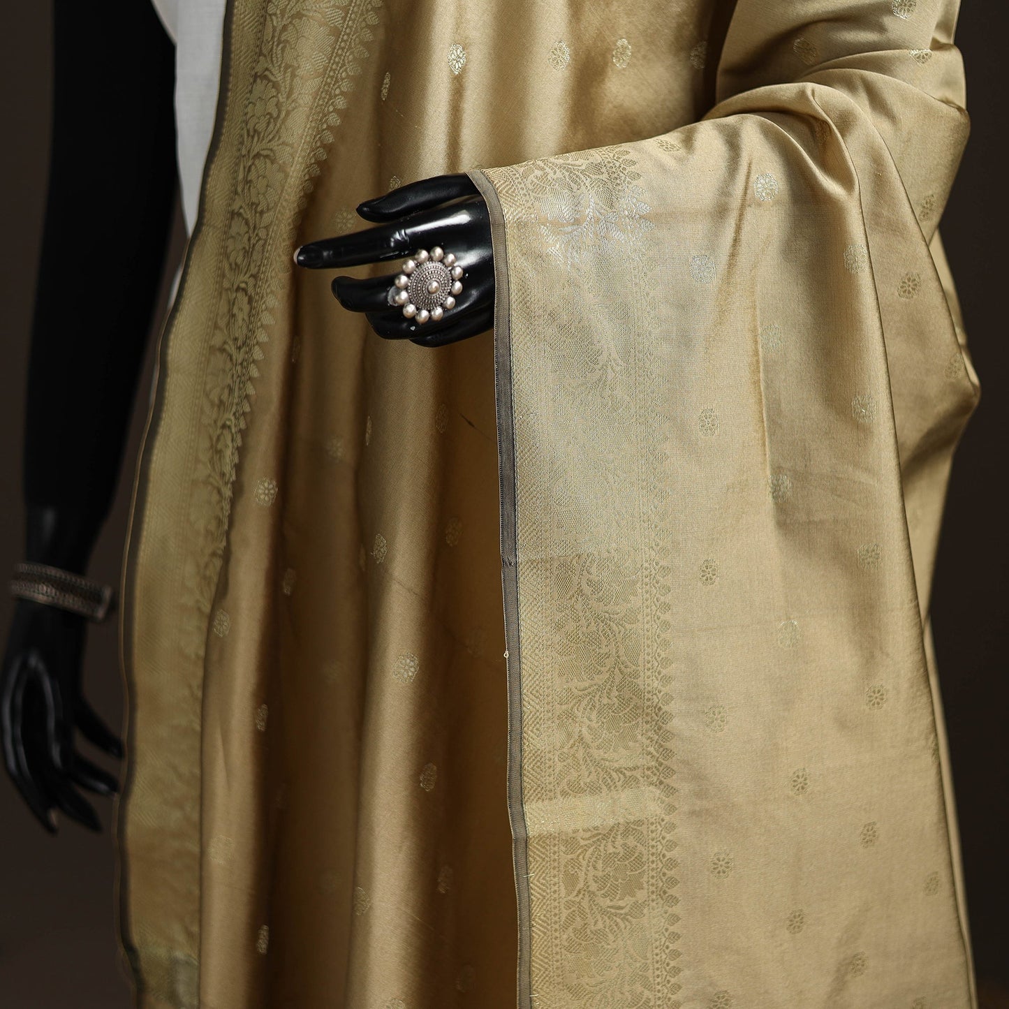 Zari work banarasi silk dupatta 39 - handcrafted