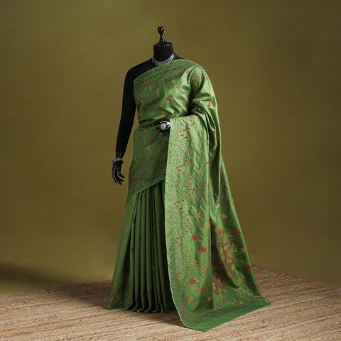 Bengal hand embroidered silk nakshi kantha saree 11