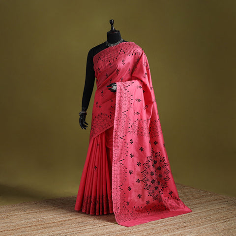 Bengal hand embroidered silk nakshi kantha saree 16