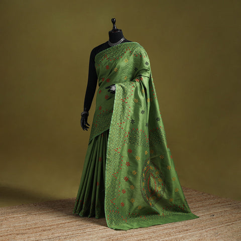 Bengal hand embroidered silk nakshi kantha saree 20