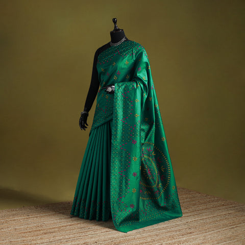 Bengal hand embroidered silk nakshi kantha saree 24