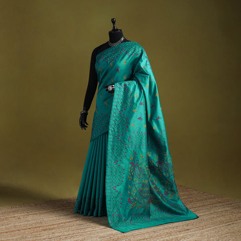 Bengal hand embroidered silk nakshi kantha saree 29