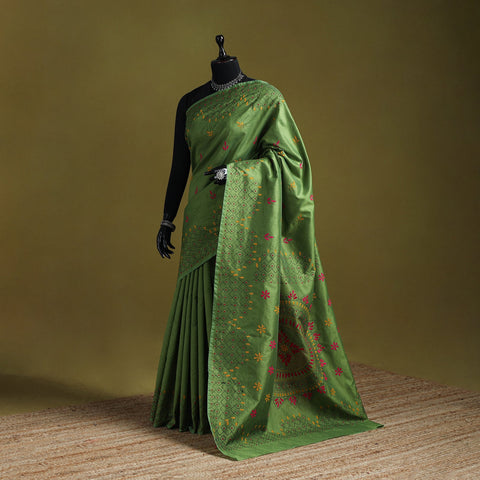 Bengal hand embroidered silk nakshi kantha saree 33