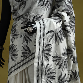 Bengal hand embroidery bangalore silk handloom kantha saree