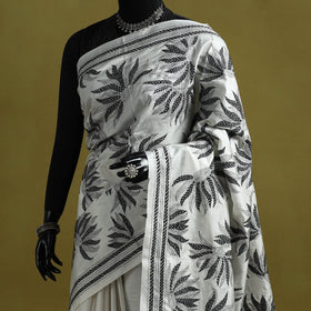 Bengal hand embroidery bangalore silk handloom kantha saree