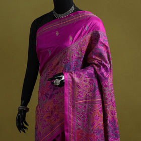 Bengal hand embroidery bangalore silk handloom kantha saree