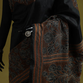 Bengal hand embroidery bangalore silk handloom kantha saree