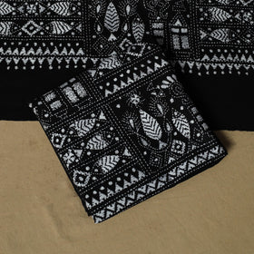 Bengal kantha hand embroidered cotton 3pc unstitched dress