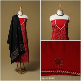 Bengal kantha hand embroidered cotton 3pc unstitched dress