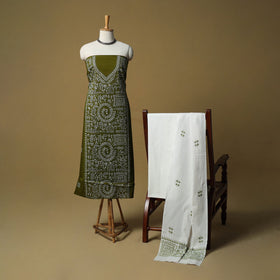 Bengal kantha hand embroidered cotton 3pc unstitched dress