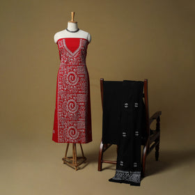 Bengal kantha hand embroidered cotton 3pc unstitched dress