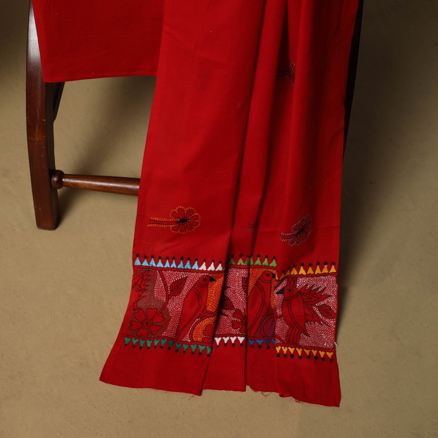 Bengal kantha hand embroidered cotton 3pc unstitched dress