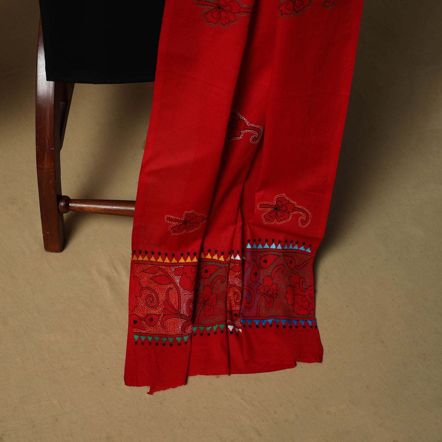 Bengal kantha hand embroidered cotton 3pc unstitched dress