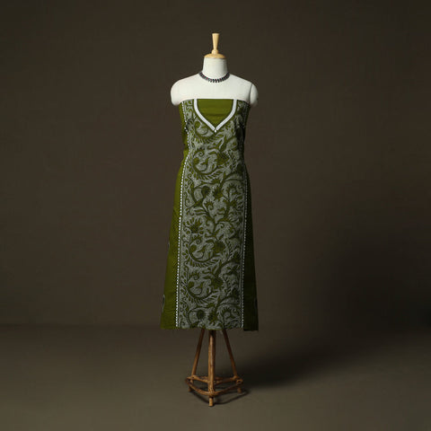 Bengal kantha hand embroidered cotton unstitched kurta