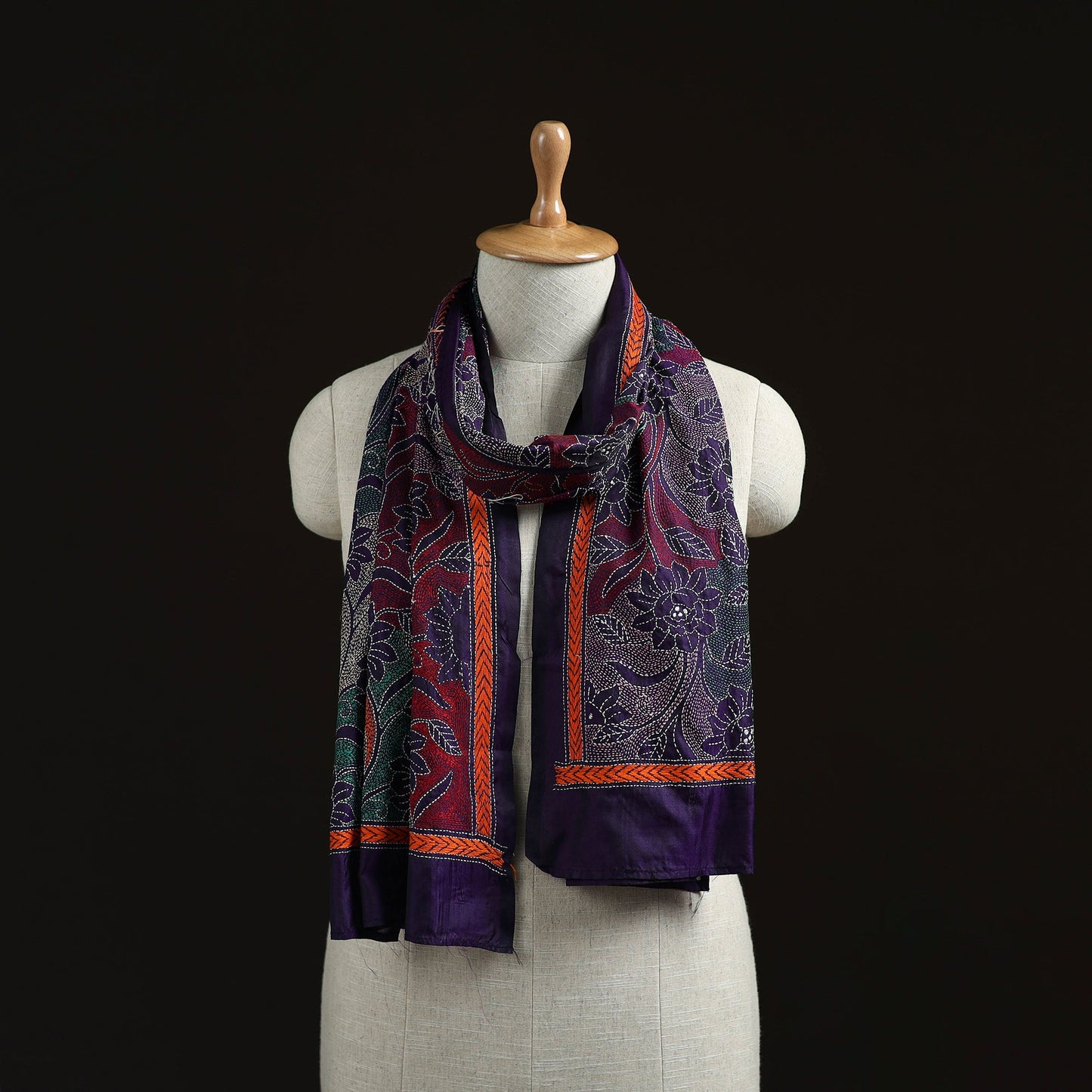 Bengal kantha hand embroidered handloom bangalore silk