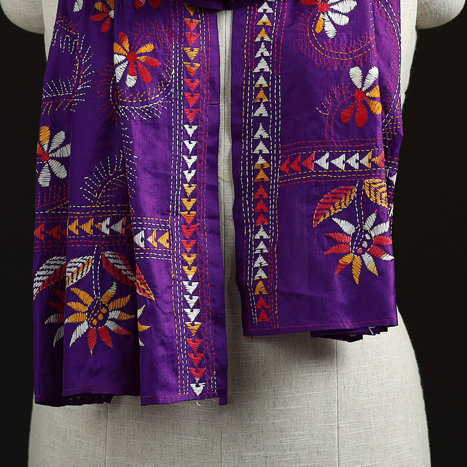 Bengal kantha hand embroidered handloom bangalore silk