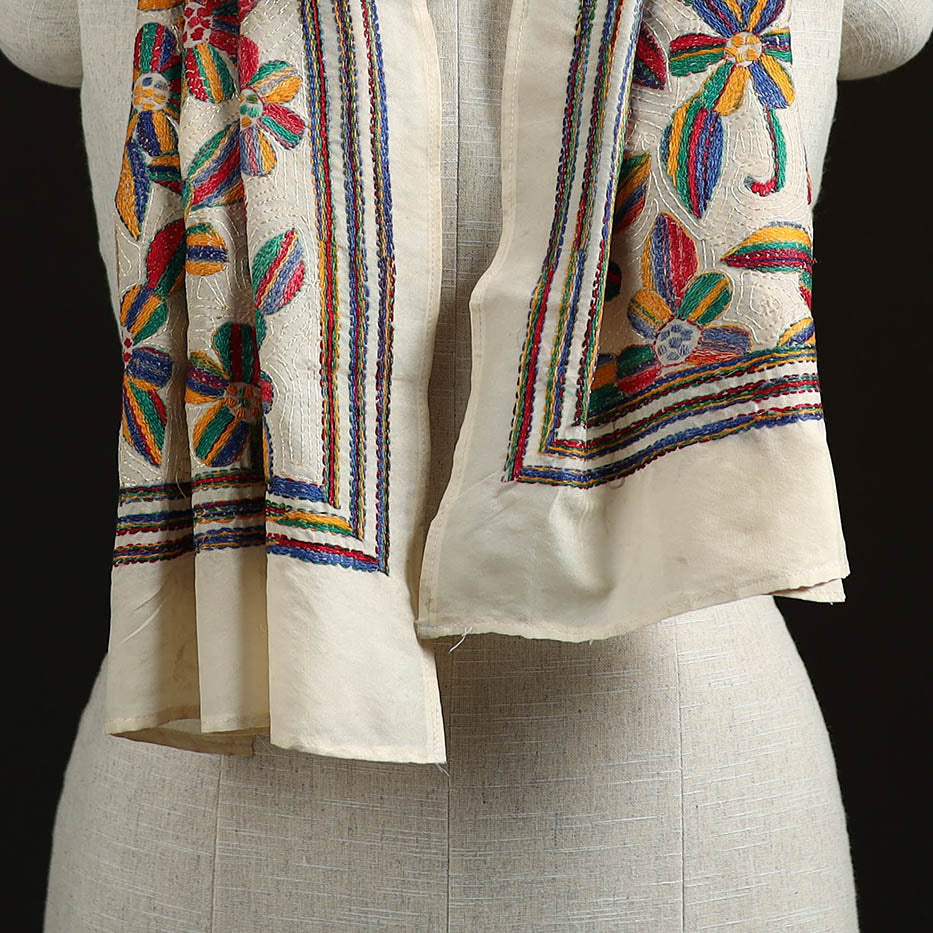 Bengal kantha hand embroidered handloom tussar silk stole
