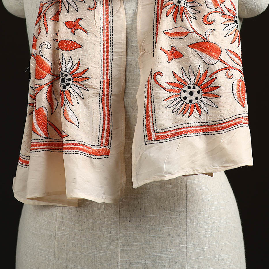 Bengal kantha hand embroidered handloom tussar silk stole