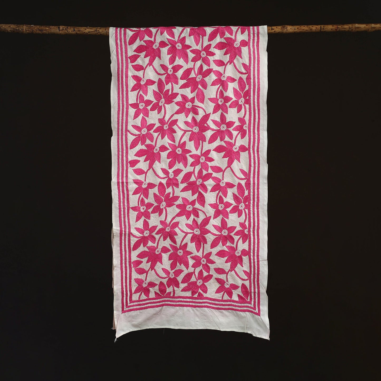 Bengal kantha hand embroidered handloom tussar silk stole