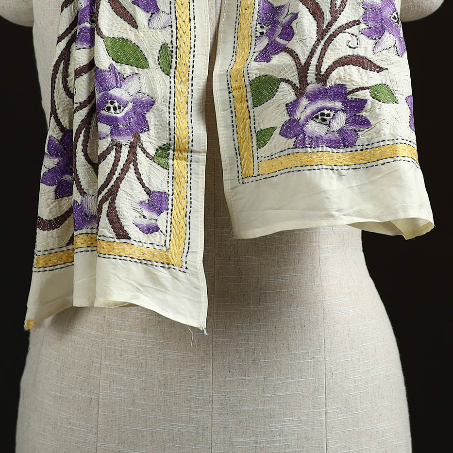 Bengal kantha hand embroidered handloom tussar silk stole