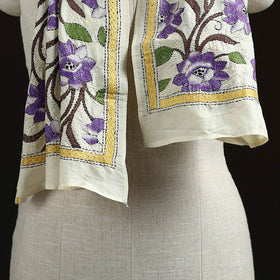 Bengal kantha hand embroidered handloom tussar silk stole