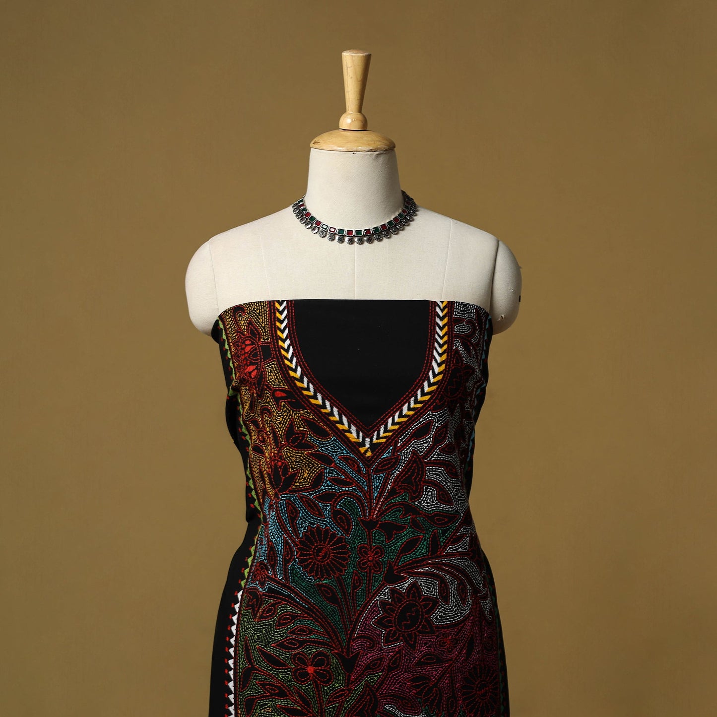 Bengal kantha hand embroidered unstitched kurta material