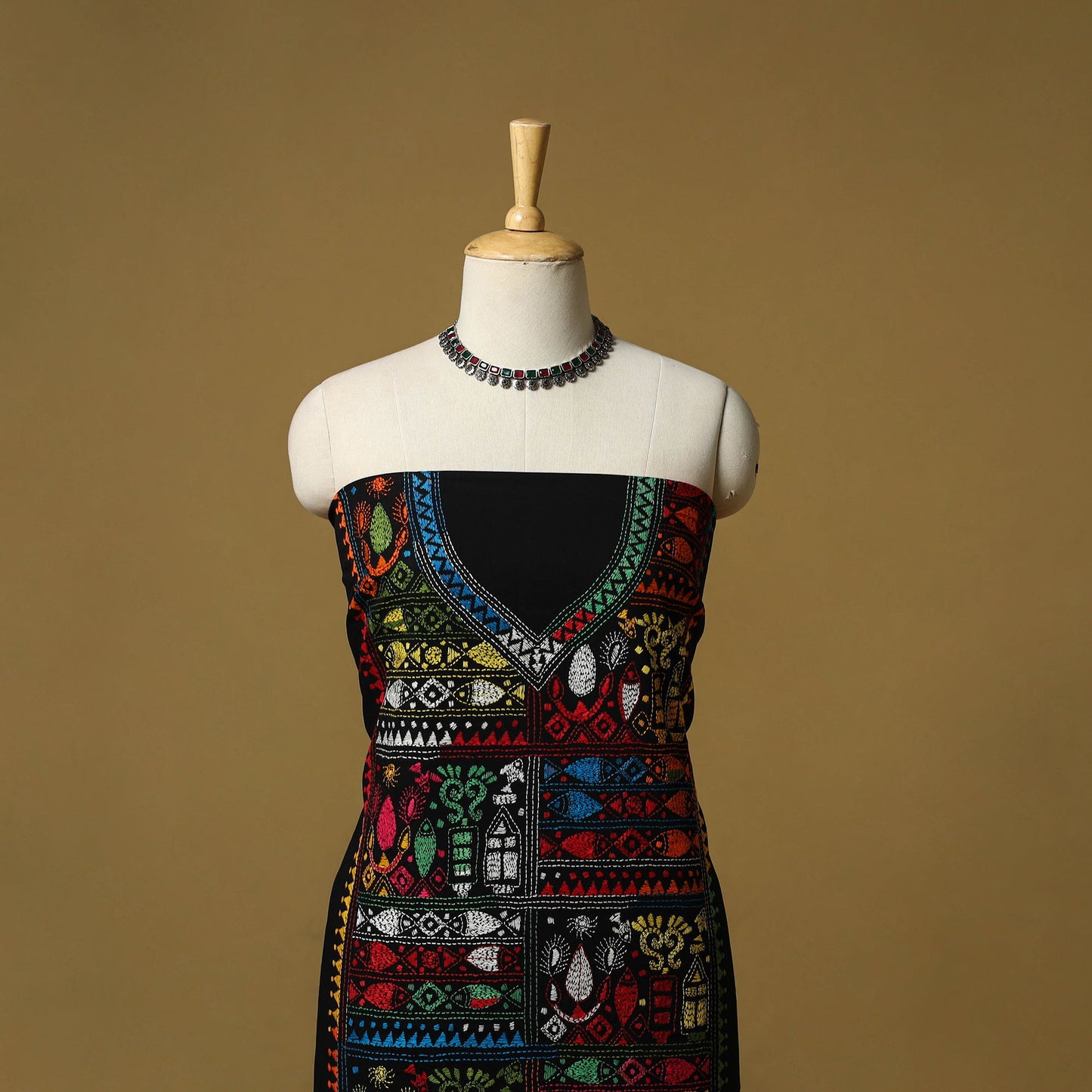 Bengal kantha hand embroidered unstitched kurta material