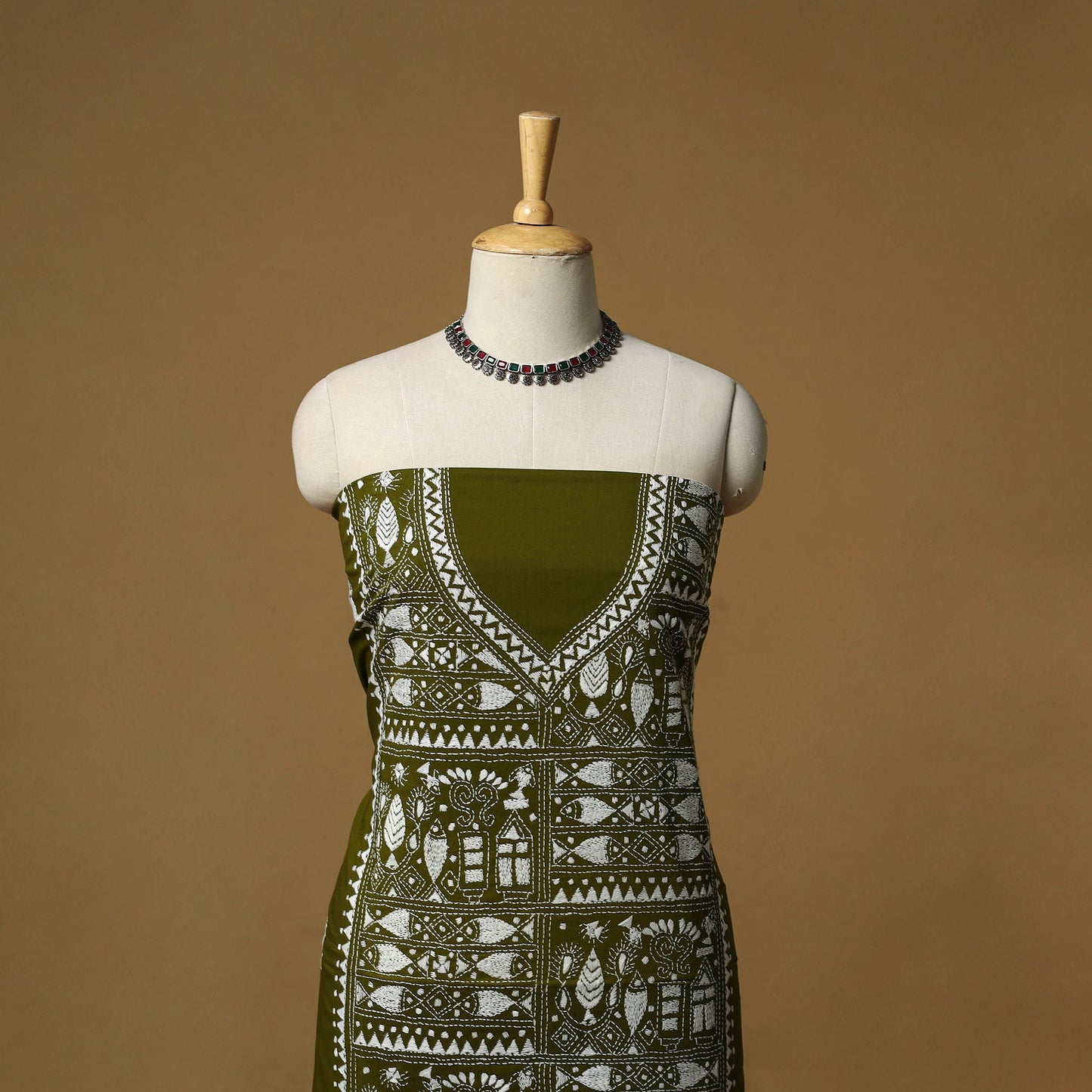 Bengal kantha hand embroidered unstitched kurta material