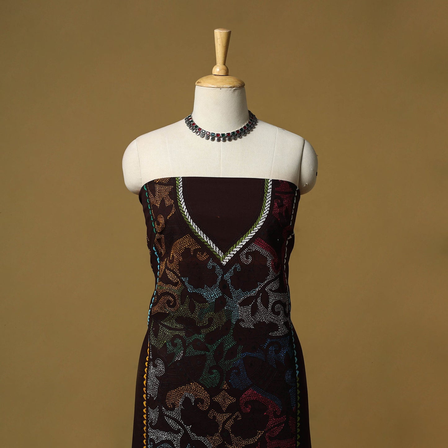 Bengal kantha hand embroidered unstitched kurta material