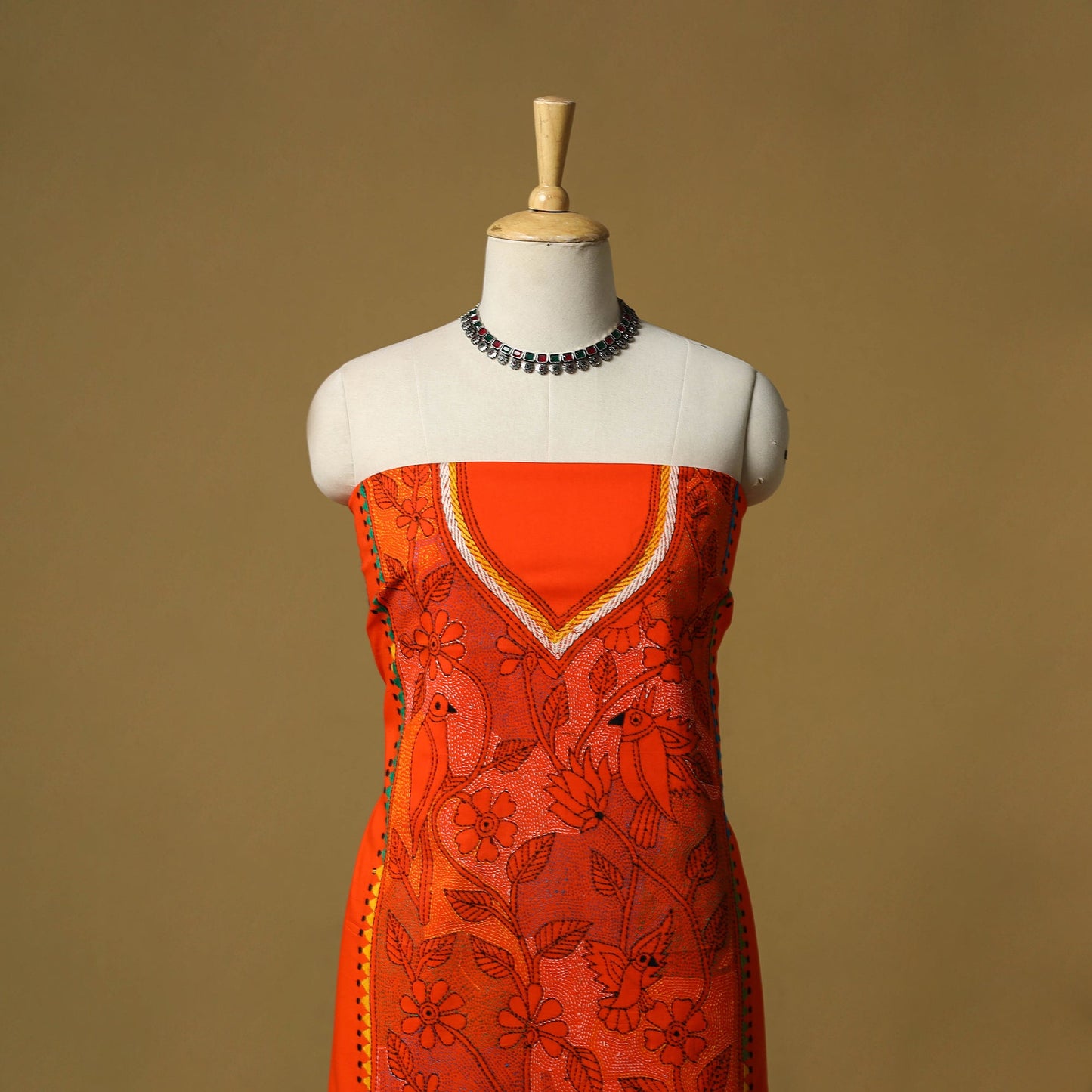 Bengal kantha hand embroidered unstitched kurta material