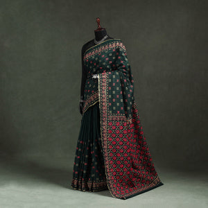 Bengal kantha hand embroidery silk cotton chapa work saree