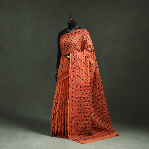 Bengal kantha hand embroidery silk cotton chapa work saree