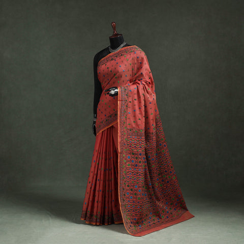 Bengal kantha hand embroidery silk cotton chapa work saree