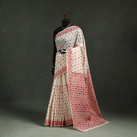 Bengal kantha hand embroidery silk cotton chapa work saree