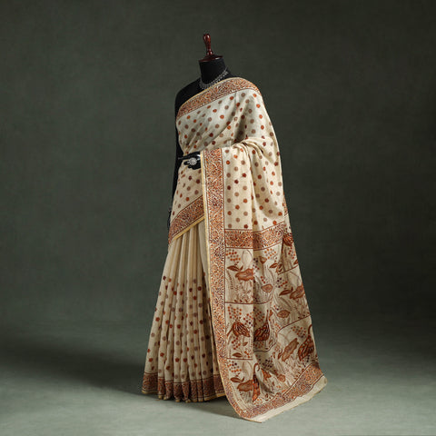 Bengal kantha hand embroidery silk cotton chapa work saree