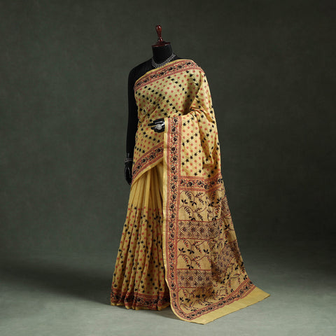 Bengal kantha hand embroidery silk cotton chapa work saree