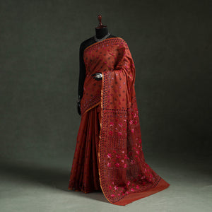 Bengal kantha hand embroidery silk cotton chapa work saree