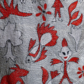  Bengal Kantha Hand Embroidery Tussar Silk Wall Hanging 21 