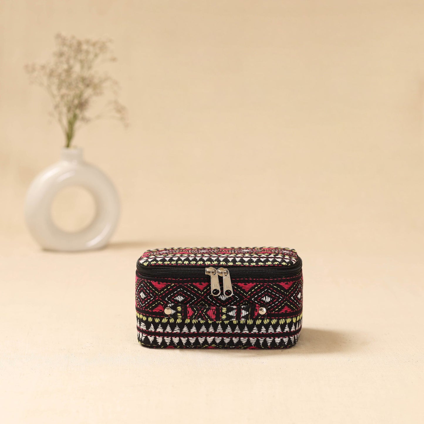 Bengal kantha work handcrafted jewellery box with mirror 13