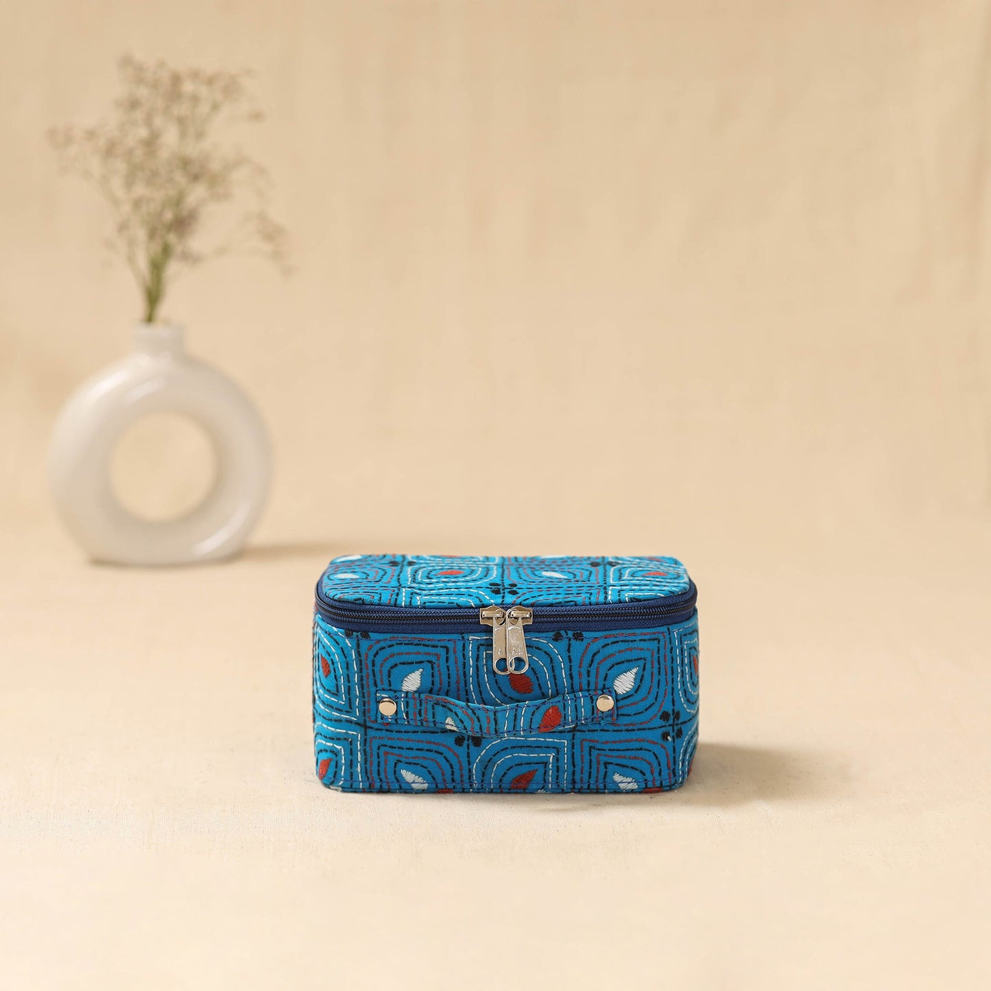 Bengal kantha work handcrafted jewellery box with mirror 17