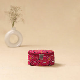 Bengal kantha work handcrafted oval jewellery box