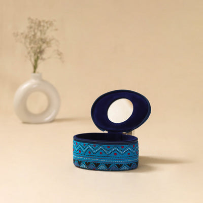 Bengal kantha work handcrafted oval jewellery box