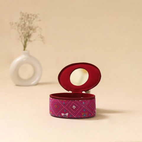 Bengal kantha work handcrafted oval jewellery box