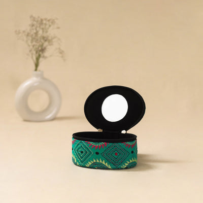 Bengal kantha work handcrafted oval jewellery box