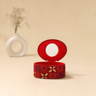 Bengal kantha work handcrafted oval jewellery box