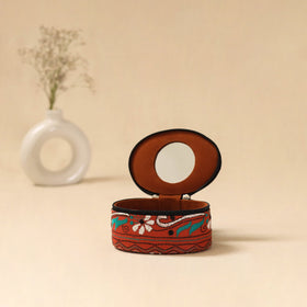 Bengal kantha work handcrafted oval jewellery box