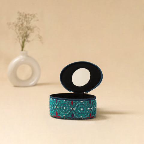 Bengal kantha work handcrafted oval jewellery box