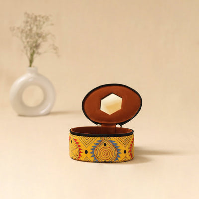 Bengal kantha work handcrafted oval jewellery box