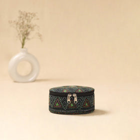 Bengal kantha work handcrafted oval jewellery box