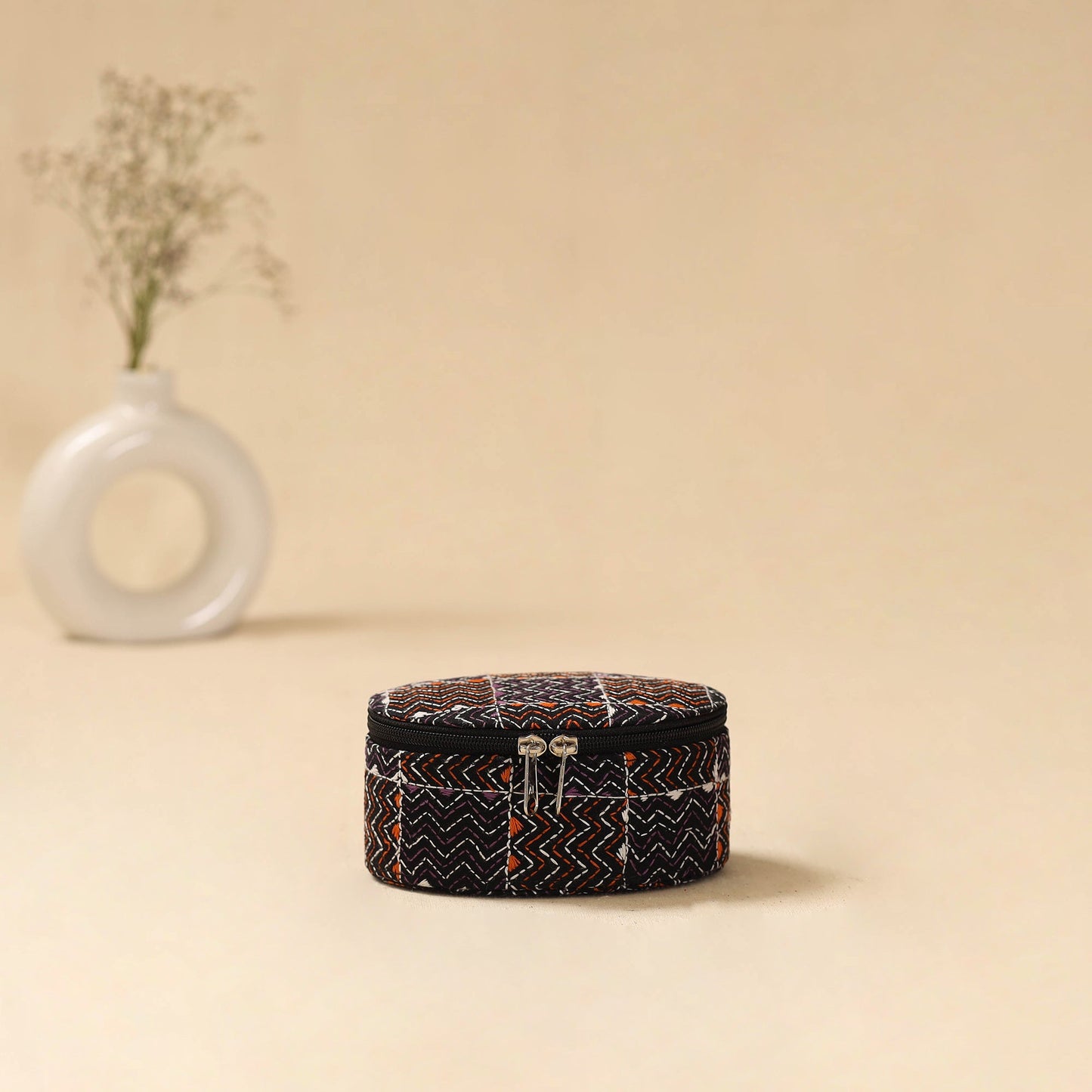 Bengal kantha work handcrafted oval jewellery box